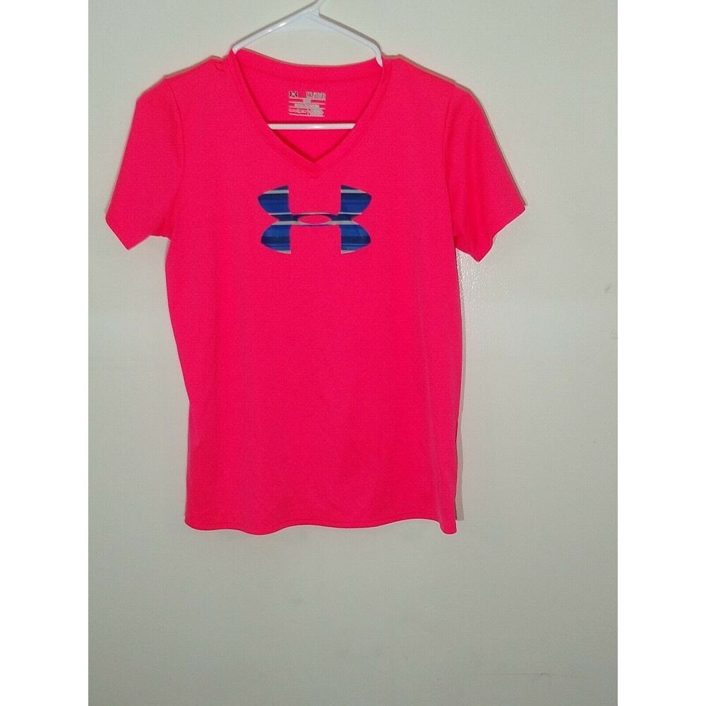Under Armour Girls' YXL Heat Gear Pink Activewear Workout T-Shirt